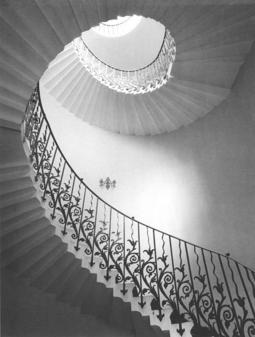 Tulip Staircase, Queen's House, Greenwich. 1970. Another deceptively simple image with a more modernist approach by Edwin Smith.